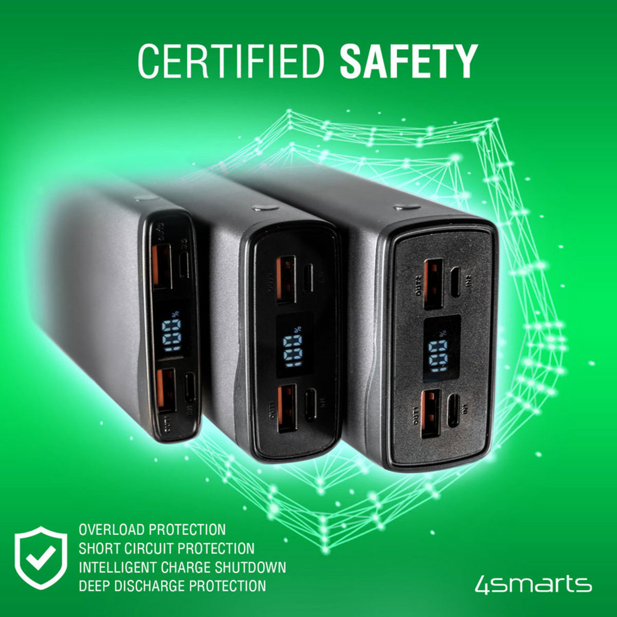 4Smarts VoltHub Pro 10.000 mAh powerbank, 22.5W USB-C PD og QC 3.0, Gunmetal, 468777