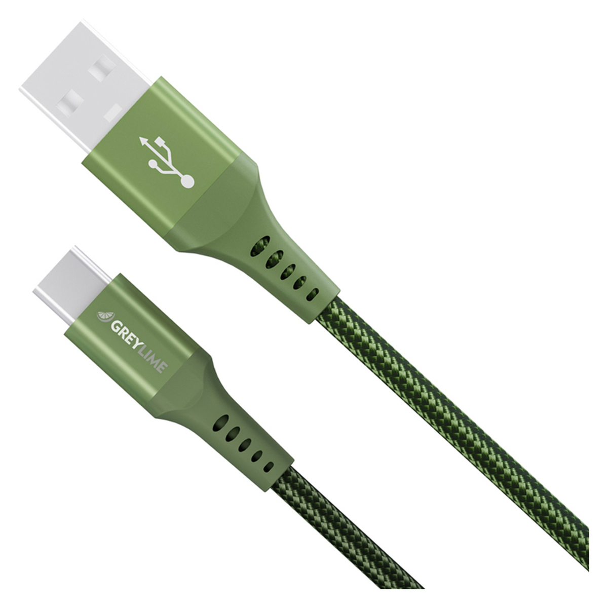 GreyLime Braided USB-A til USB-C Kabel Grøn, 0,5 m, C21AC05M03