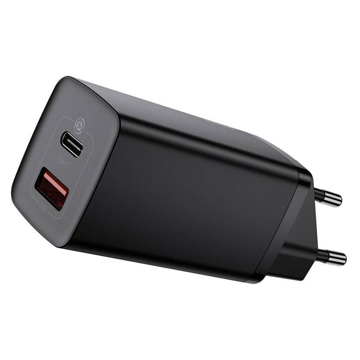 Baseus GaN 65W USB-C PD + QC 4.0 Oplader, Sort, CCGAN2L-B01