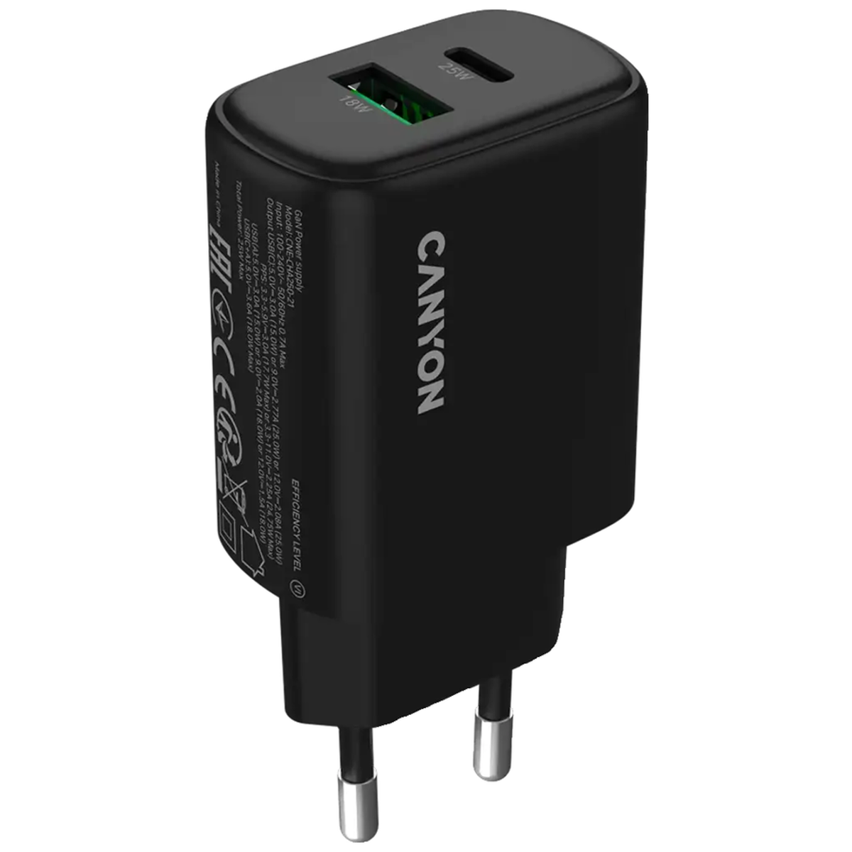 Canyon OnCharge 250 25W PD Oplader, Sort, CNE-CHA250-31