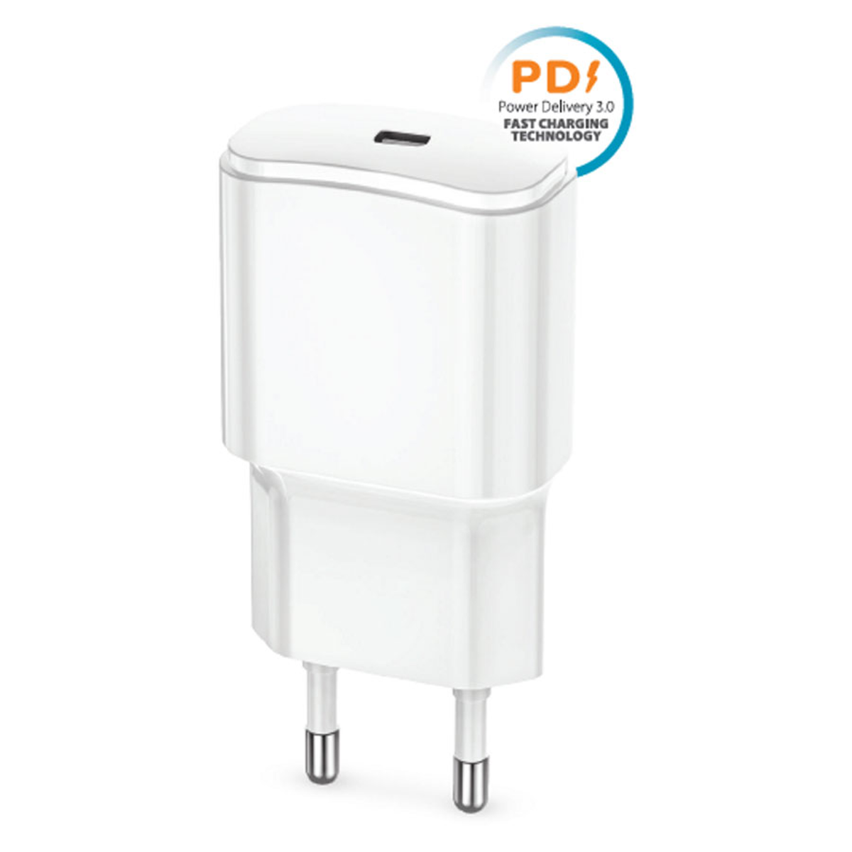 Forever TC-01 20W USB-C PD Oplader, Hvid, GSM104593