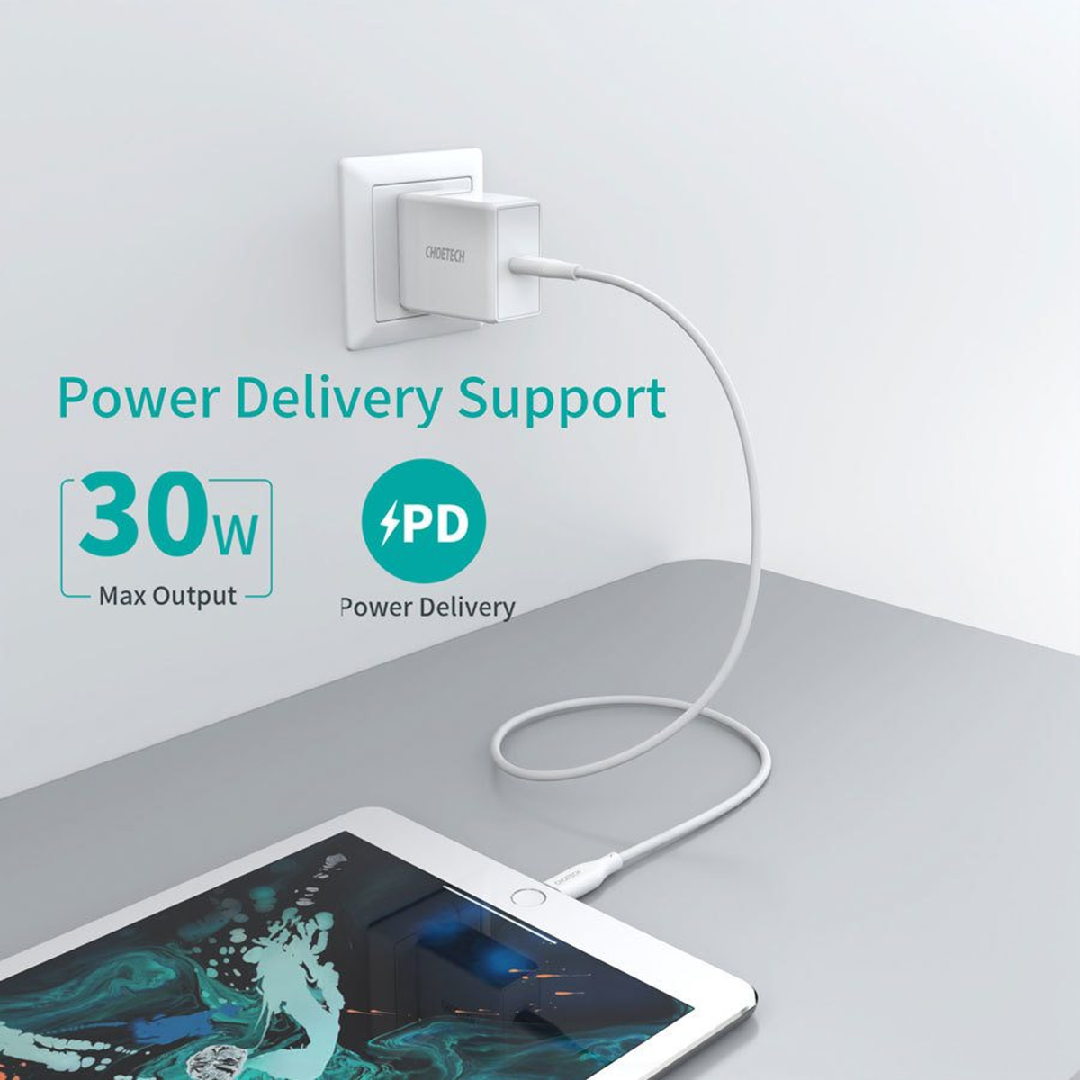 Choetech 1,2m USB-C - Lightning Kabel, Hvid, IP0040-WH