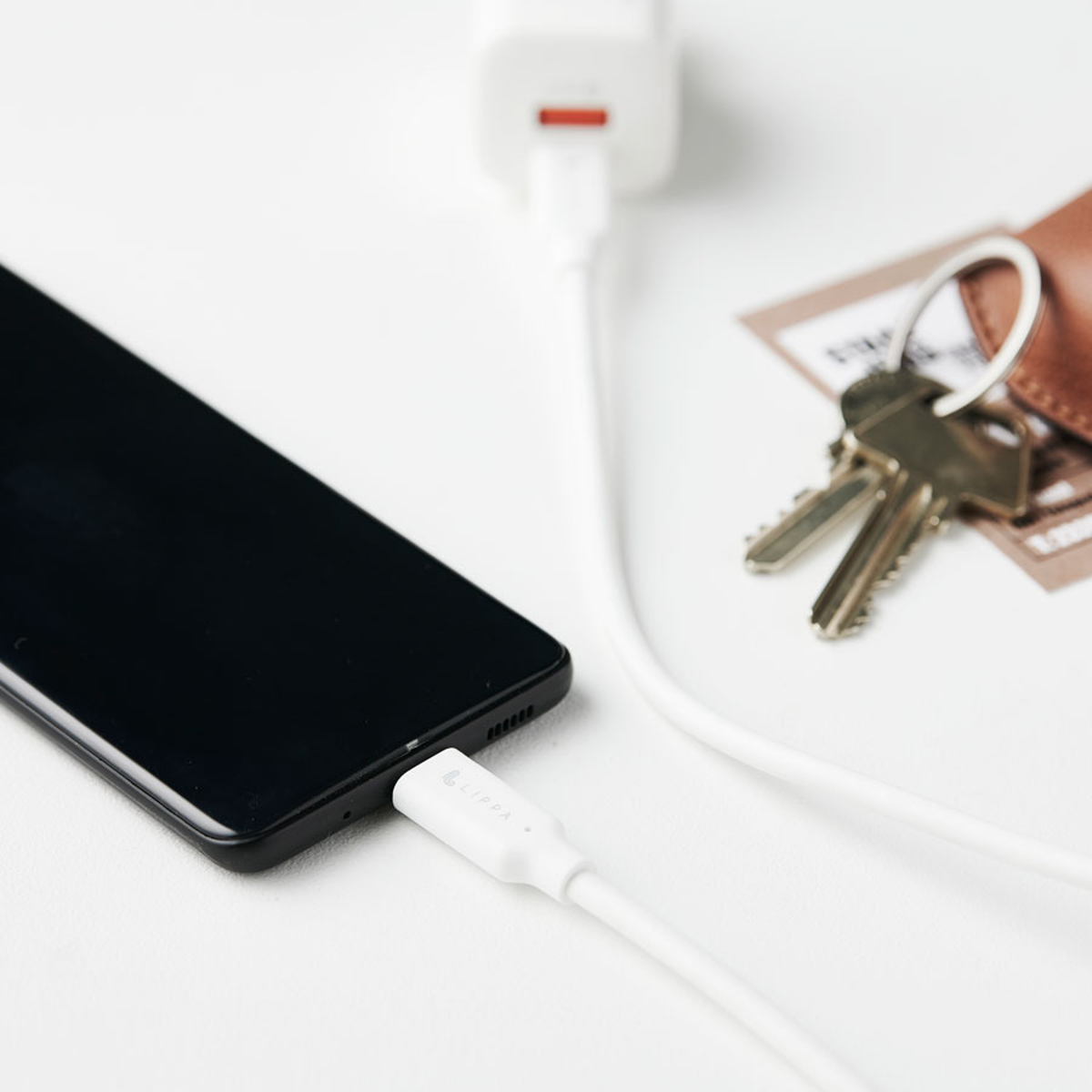 Lippa USB-C til USB-C 100W 10Gbps kabel 1m, Hvid, LPC100WCC1W