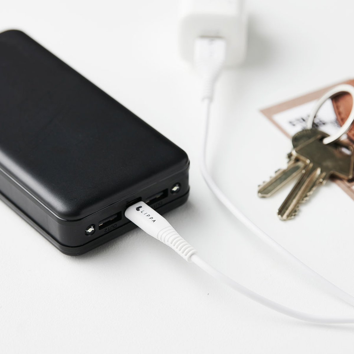 Lippa USB-A til Mikro USB kabel 1m, Hvid, LPCAM1W