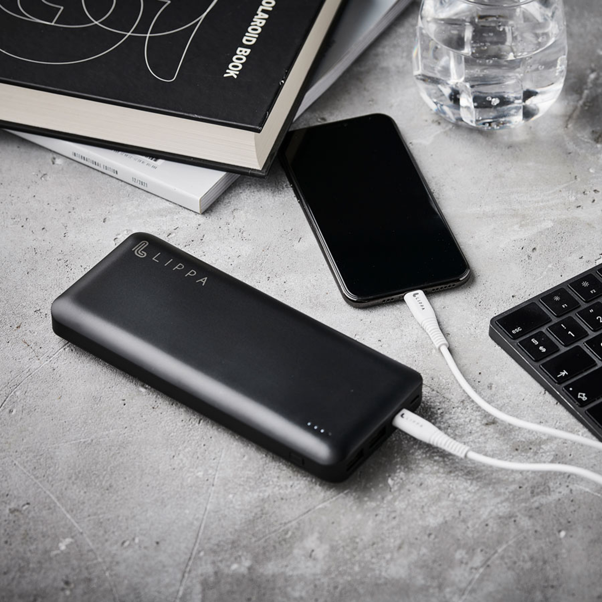 Lippa 26.800 mAh powerbank 65W USB-C PD og QC output, Sort, LPPB26800FC