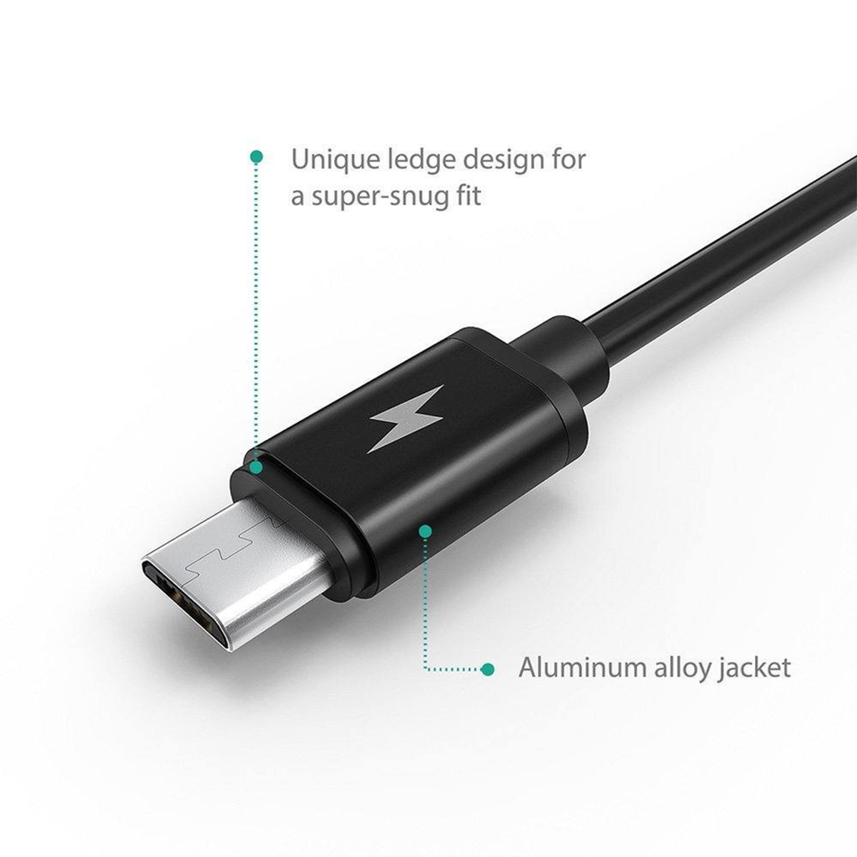 RAVPower 5 x USB 2.0 til Micro USB kabler (0.3 m + 2 x 0.9 m + 1.8 m + 3.0 m), Sort, RP-LC04B