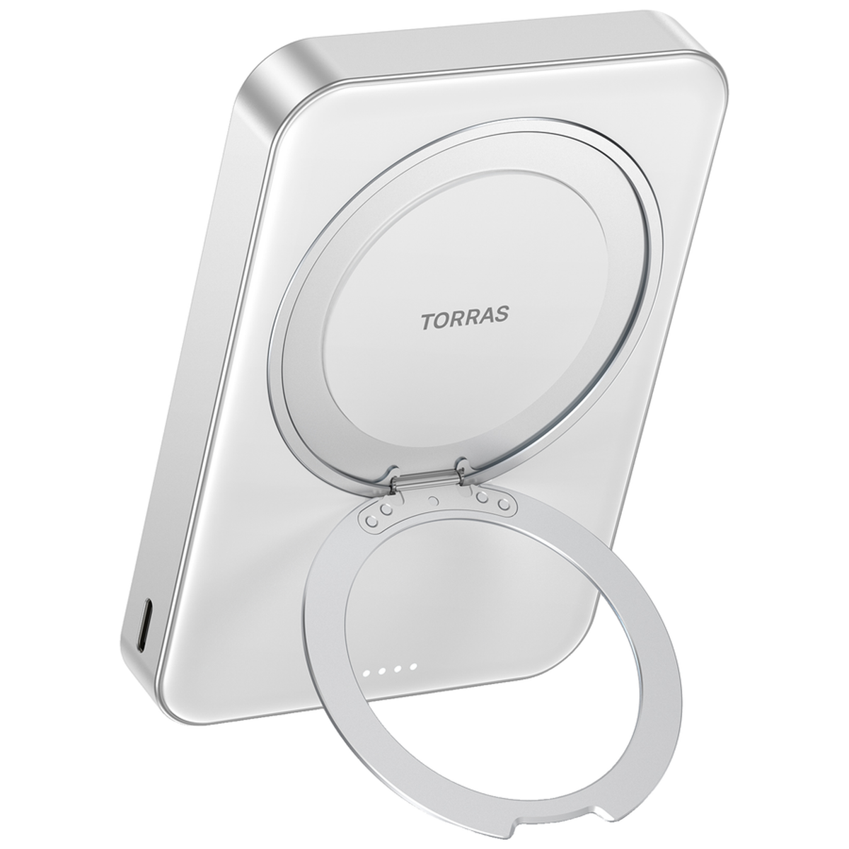 TORRAS Ostand 5.000 mAh Powerbank m. kickstand og trådløs opladning, Hvid, X00PB2001