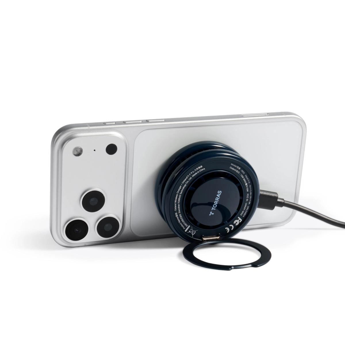 TORRAS Ostand PolarCircle 15W Trådløs MagSafe Oplader m. nedkøling og kickstand, Sort, X00WX3001