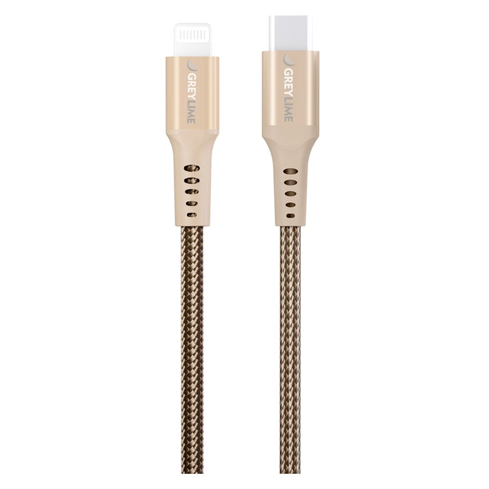 GreyLime Braided USB-C til MFi Lightning Kabel Beige, 3 m – C21CL3M02