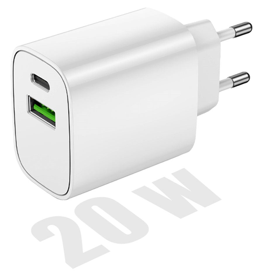 GSM113213 Forever LS 04 20W USB C PD & USB A QC Vægoplader, Hvid 02