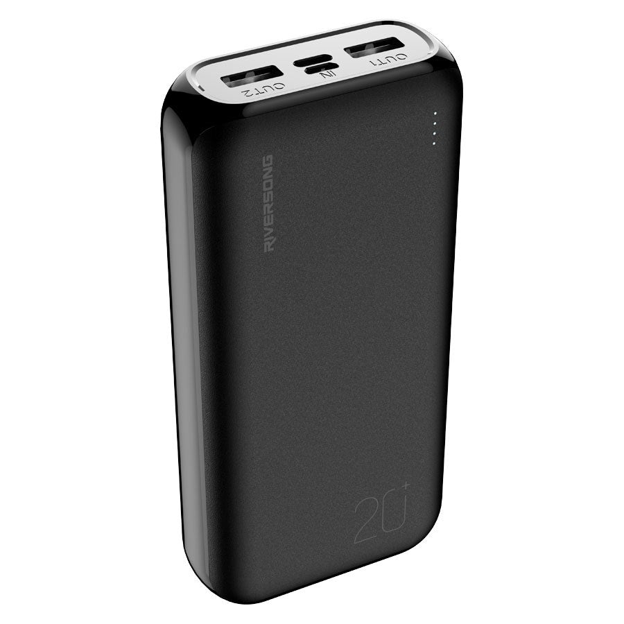 Riversong Vision SE 20 Pro, 20.000 mAh 20W USB-C PD powerbank, Sort – PB84-BLACK