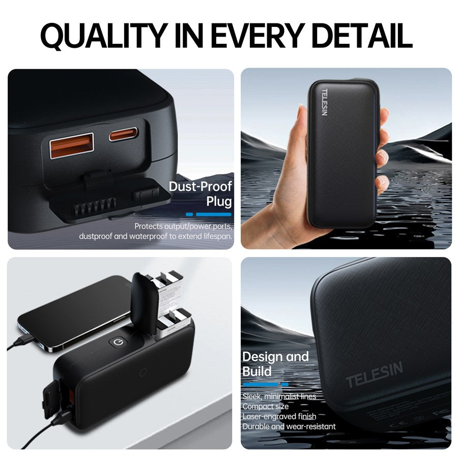 Telesin Powerbank til GoPro Hero 13 batterier / Smartphones – S0-PB-01-TGP – produktbillede 4