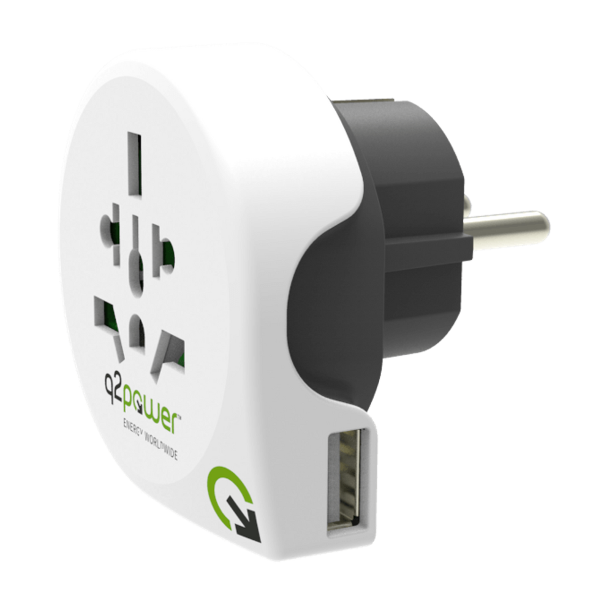 Q2Power World to Europe USB rejseadapter, 1.100110