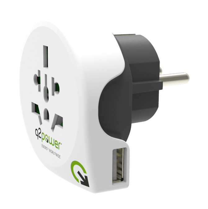 Q2Power World to Europe USB rejseadapter – 1.100110