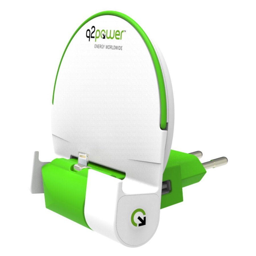 Q2Power Dock and Charge 2.000 mAh powerbank og vægoplader med lightning stik – 3.200130