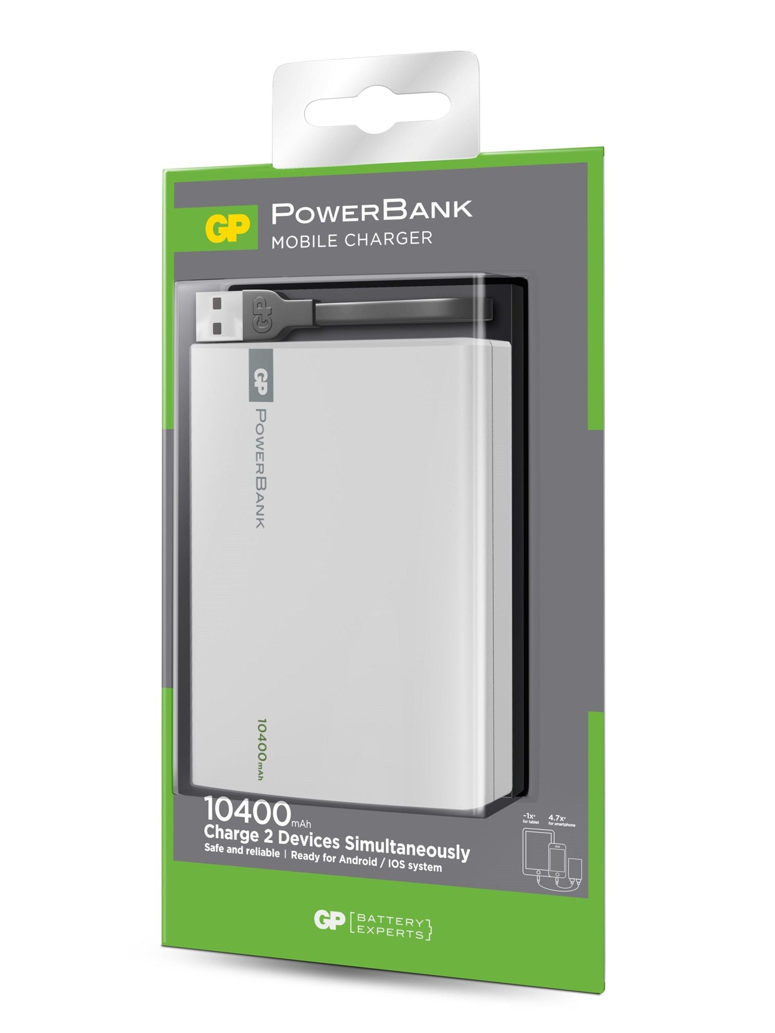 GP Powerbank Yolo 10.400 mAh, Hvid – 405127 – produktbillede 3
