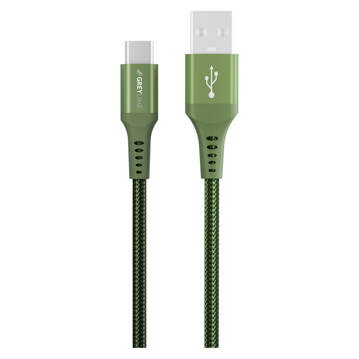 GreyLime Braided USB-A til USB-C Kabel Grøn, 3 m, C21AC3M03