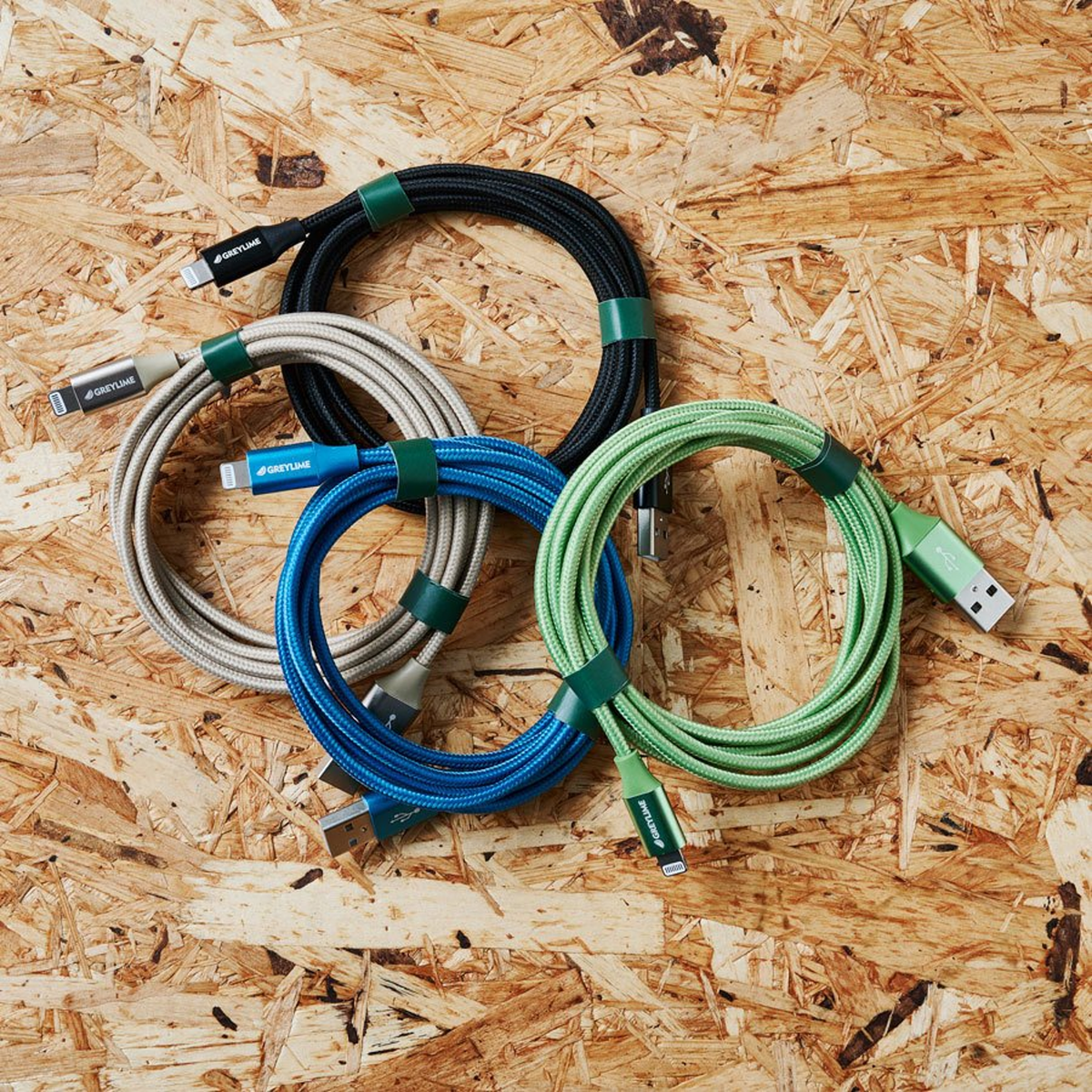 GreyLime Braided USB-A til MFi Lightning Kabel Grøn 2 m, C21AL2M03