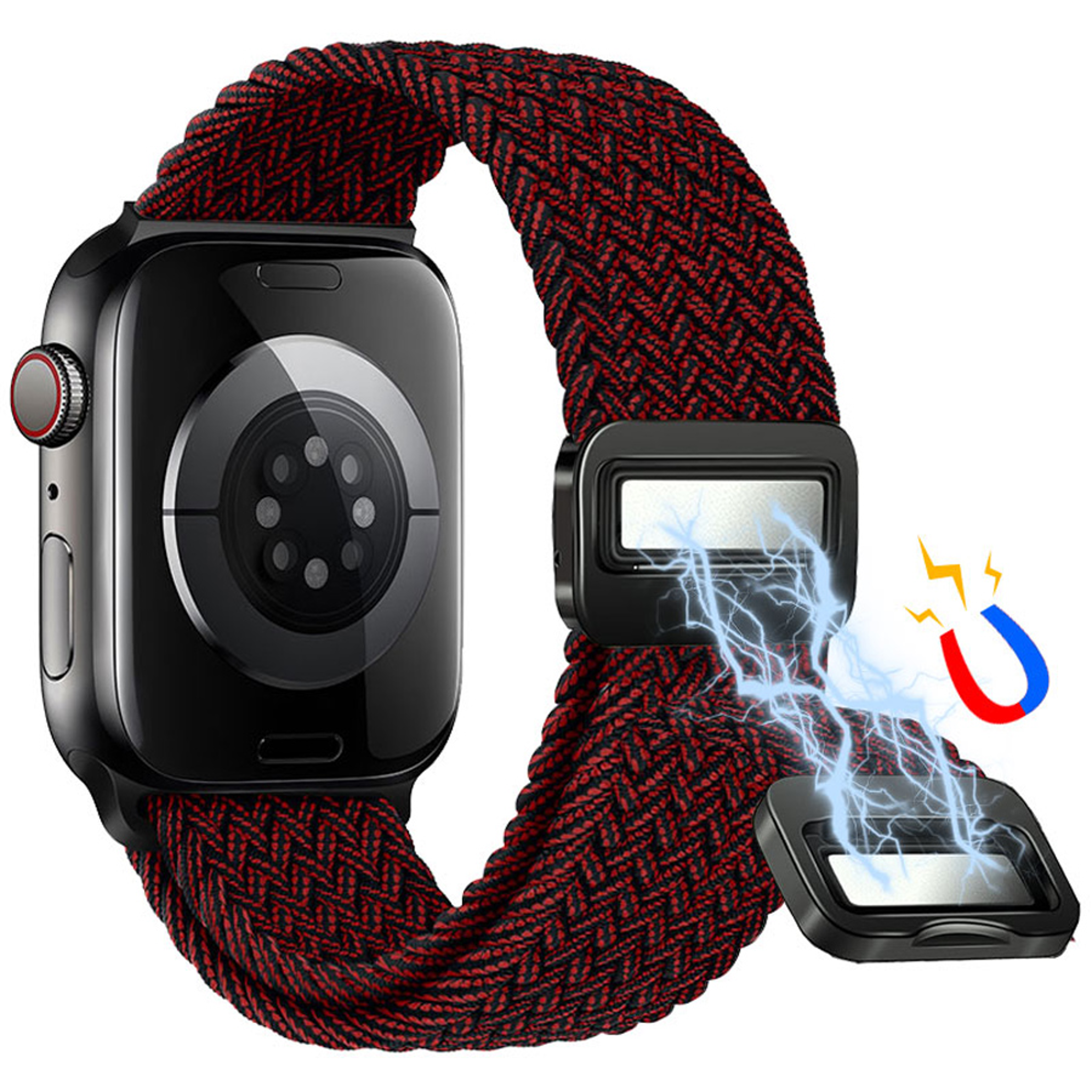 LPAW146-Lippa-Apple-Watch-Nylon-Strap-Incl-Magnetic-Lock-42-Series-1-2-3-44-45-46-49-mm-Red-3