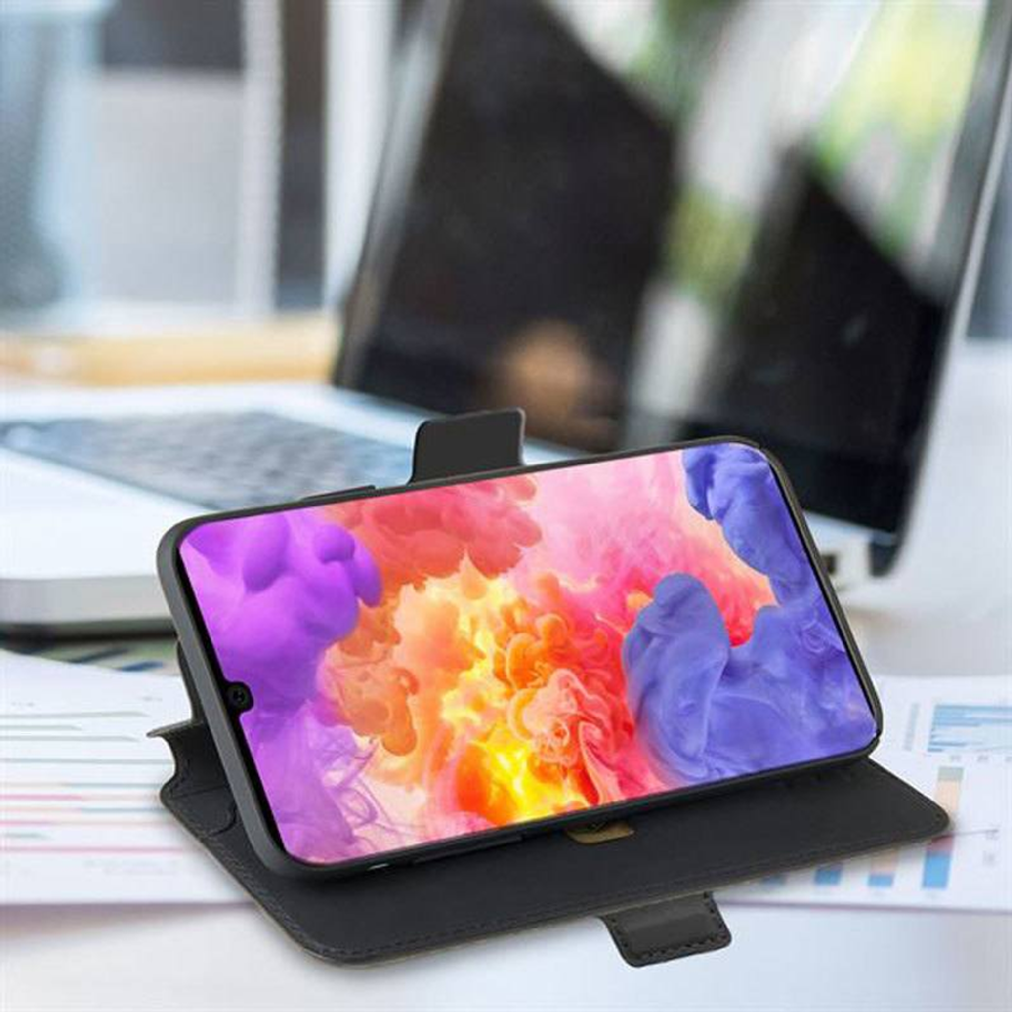 Celly Prestige Huawei P30 Cover med magnetluk, Sort, PRESTIGEM848BK
