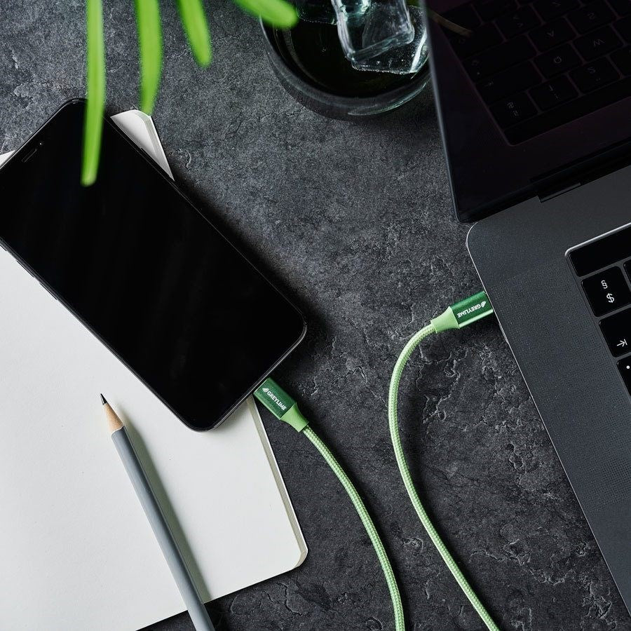 GreyLime Braided USB-C til USB-C Kabel Grøn 2 m – C21CC2M03 – produktbillede 3