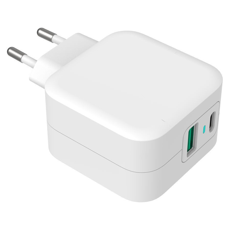 GreyLime 38W USB-C PD & USB-A QC oplader, Hvid – C38W2OPDQ