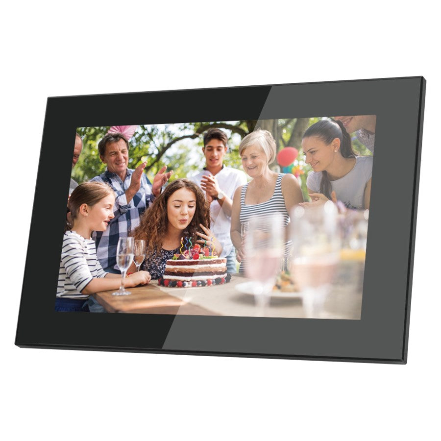 Lippa 10" Frameo - Digital billedramme i glas, Sort – LPFR10GL