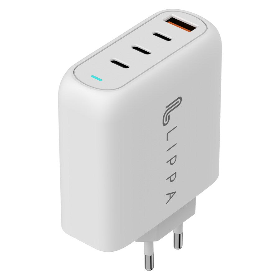 Lippa 100W 3 x USB-C PD & USB-A QC GaN oplader, Hvid – LPWC100W – produktbillede 3