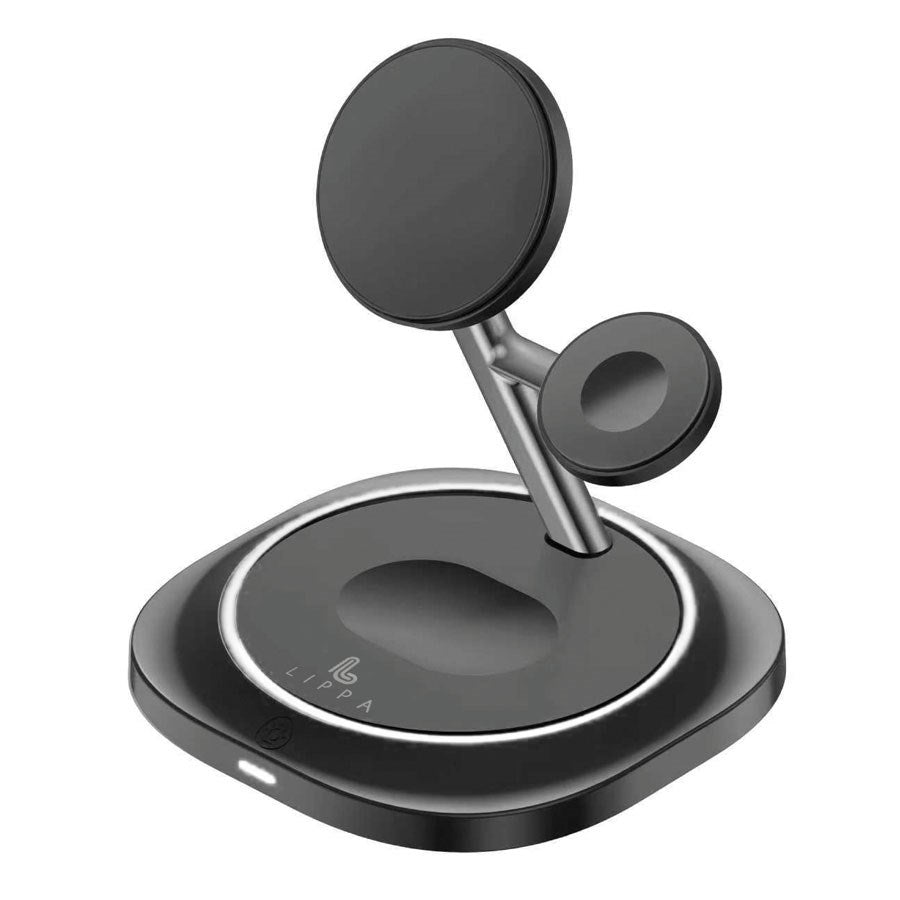 Lippa 3-i-1 MagSafe trådløs oplader 15W, Sort – LPWCS01
