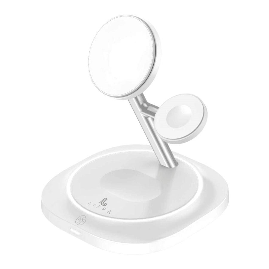 Lippa 3-i-1 MagSafe trådløs oplader 15W, Hvid – LPWCS02