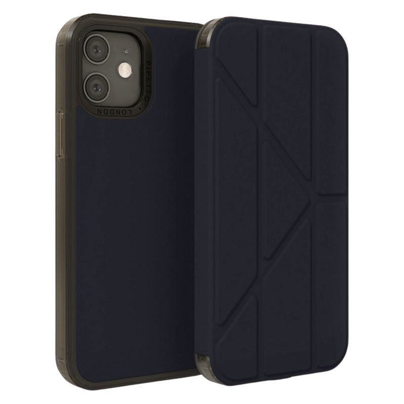 Pipetto Origami iPhone 12/12 Pro Foldbart TPU Cover, Mørkeblå – P062-113-O
