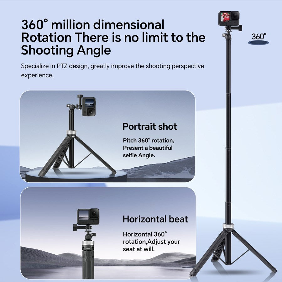 Telesin Universel tripod-selfiestang, action kamera og smartphones – S1-TSS-01 – produktbillede 2