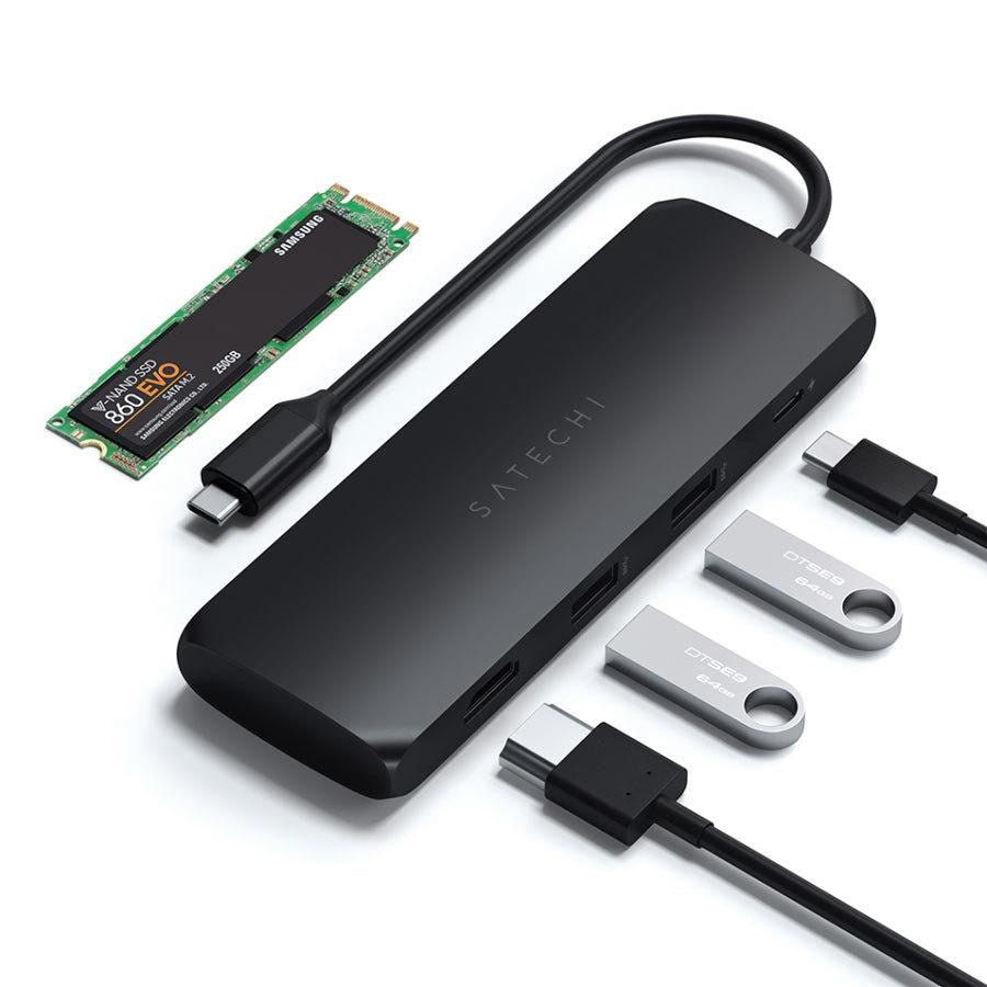 Satechi USB-C Hub med indbygget SSD kabinet & Pass-through, Sort – ST-UCHSEK – produktbillede 2