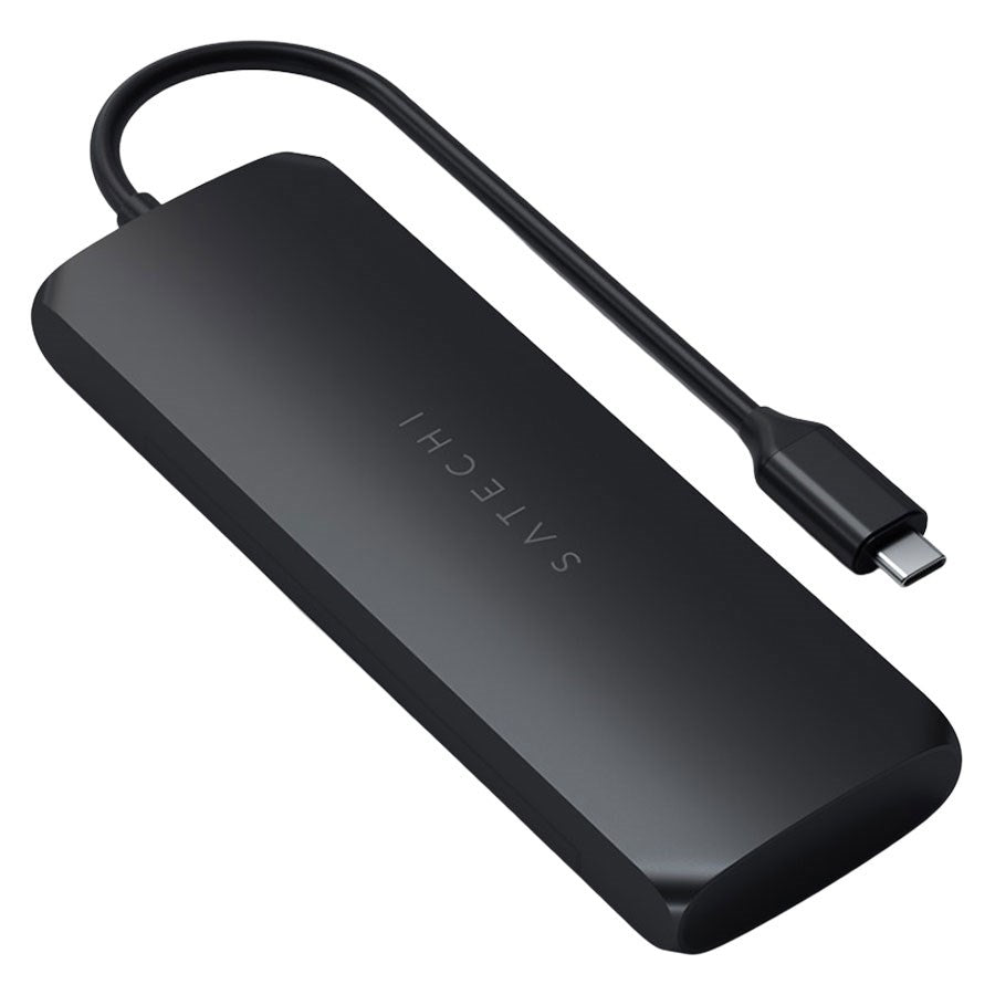Satechi USB-C Hub med indbygget SSD kabinet & Pass-through, Sort – ST-UCHSEK