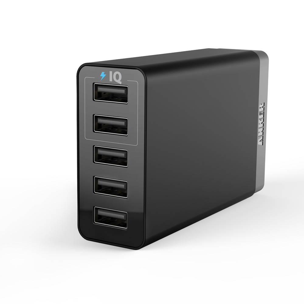 Anker PowerPort Speed Lite 5port USB charger, Power IQ, Sort