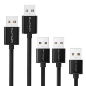 RP-LC04B RAVPower 5 x USB 2.0 til Micro USB kabler (0.3 m + 2 x 0.9 m + 1.8 m + 3.0 m), Sort