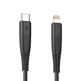 RP-CB020 RAVPower Kevlar USB-C til MFi Lightning til iPhone og iPad, slidstærkt 1 m kabel, Sort