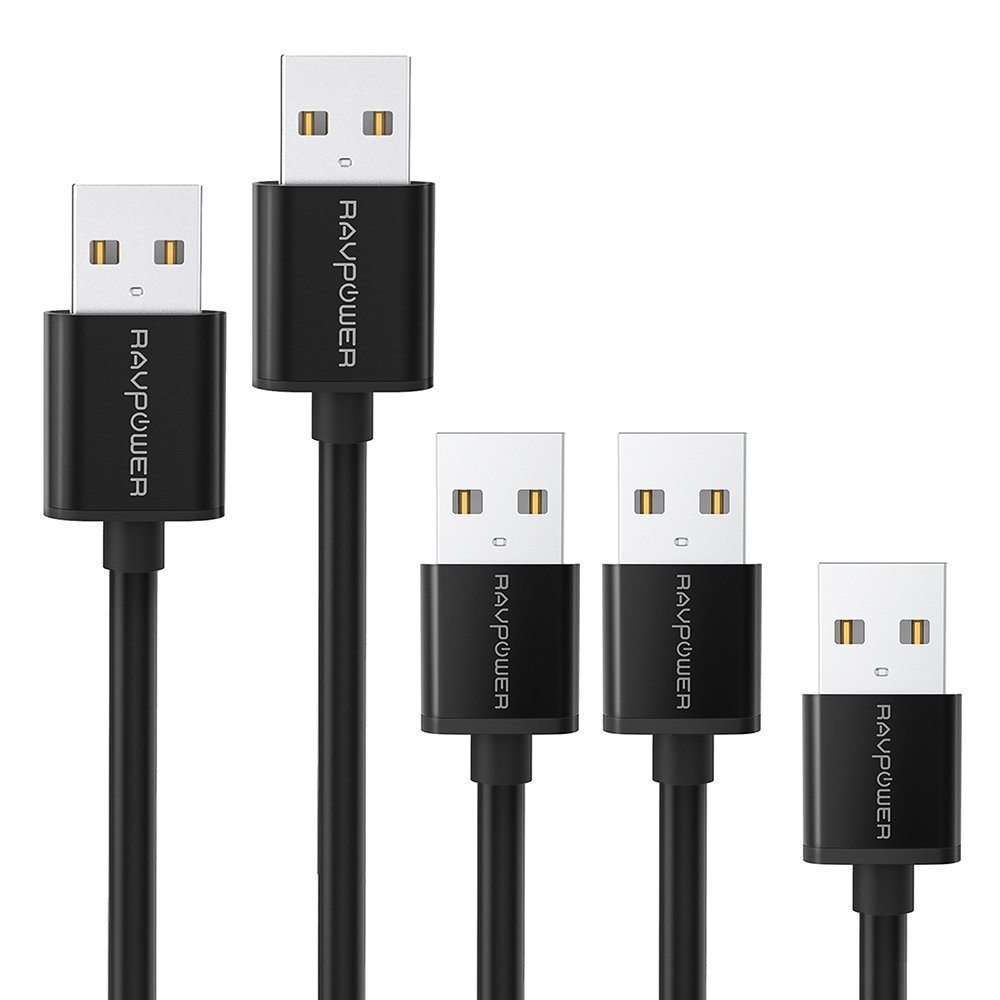RAVPower 5 x USB 2.0 til Micro USB kabler (0.3 m + 2 x 0.9 m + 1.8 m + 3.0 m), Sort