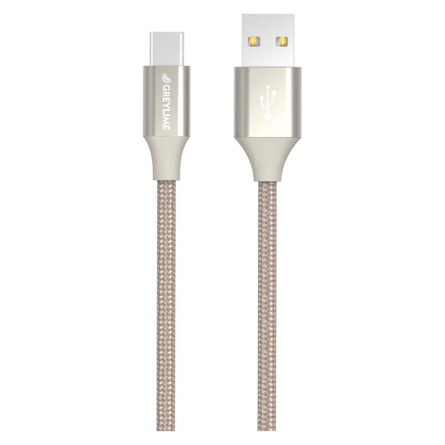 Se GreyLime Braided USB-A til USB-C Kabel Beige 1 m hos Powerbanken.dk