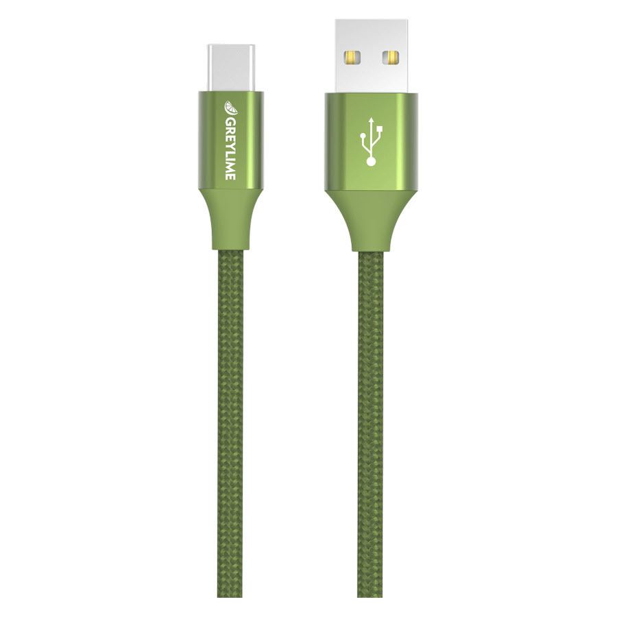 Billede af GreyLime Braided USB-A til USB-C Kabel Grøn 1 m