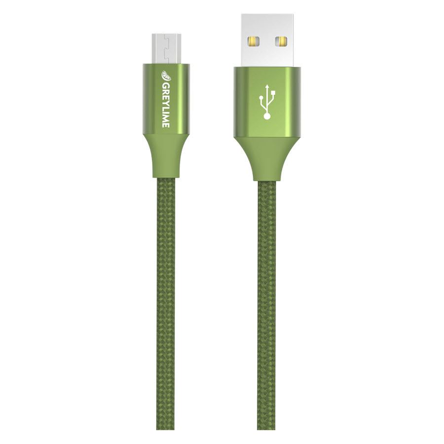 Billede af GreyLime Braided USB-A til Micro USB Kabel Grøn 1 m hos Powerbanken.dk