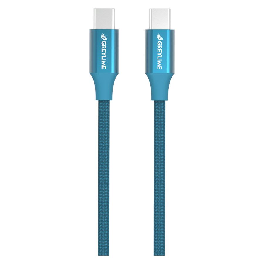 Se GreyLime Braided USB-C til USB-C 60W PD Kabel Blå 1 m hos Powerbanken.dk