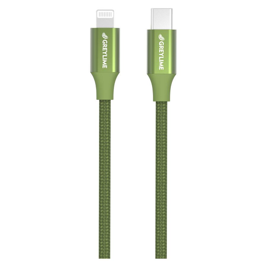 Se GreyLime Braided USB-C til MFi Lightning Kabel Grøn 1 m hos Powerbanken.dk