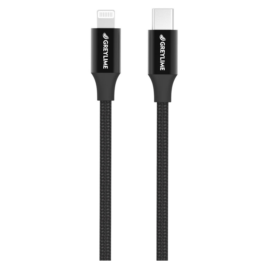Se GreyLime Braided USB-C til MFi Lightning Kabel Sort 1 m hos Powerbanken.dk