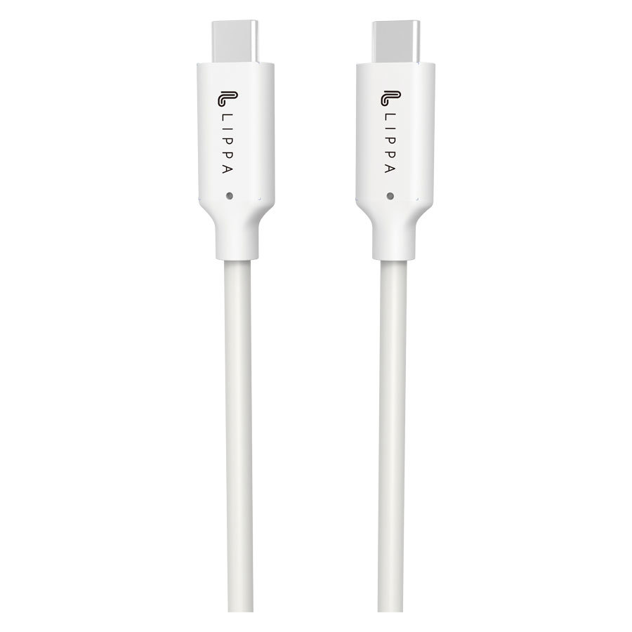 Se Lippa USB-C til USB-C 100W 10Gbps kabel 1m, Hvid hos Powerbanken.dk