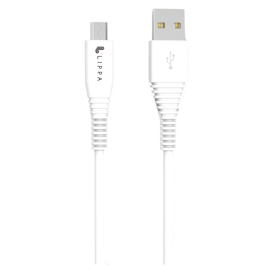 Lippa USB-A til Mikro USB kabel 1m, Hvid
