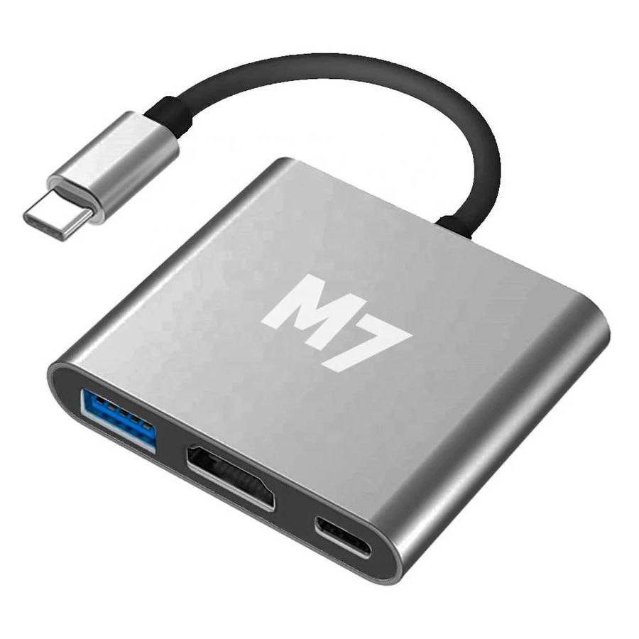 Se M7 USB-C-Hub til 4K HDMI, USB-A 3.0 og USB-C hos Powerbanken.dk