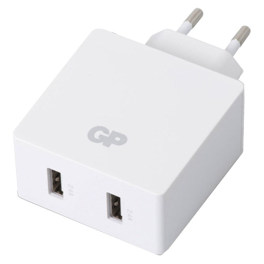 Se GP Oplader WA42, USB-A x 2, hvid hos Powerbanken.dk