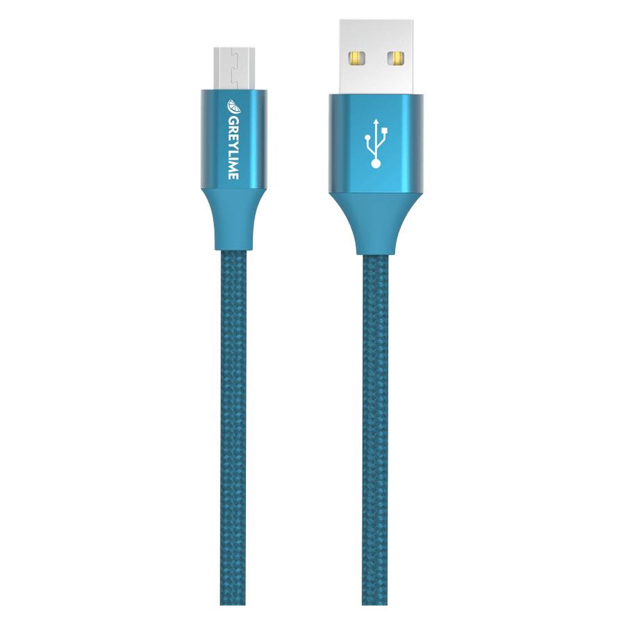 Billede af GreyLime Braided USB-A til Micro USB Kabel Blå 1 m hos Powerbanken.dk