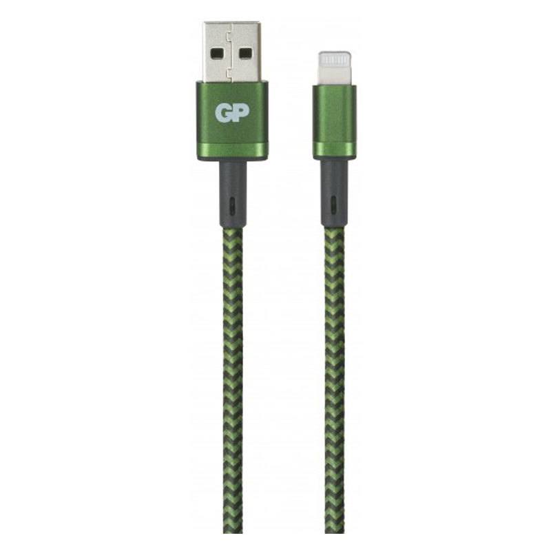 Billede af GP Batteries 1m USB-A til MFi Lightning kabel, +15.000 bøjninger, Grøn